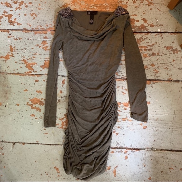 INC International Green Ruched Bodycon Dress - Picture 2 of 3